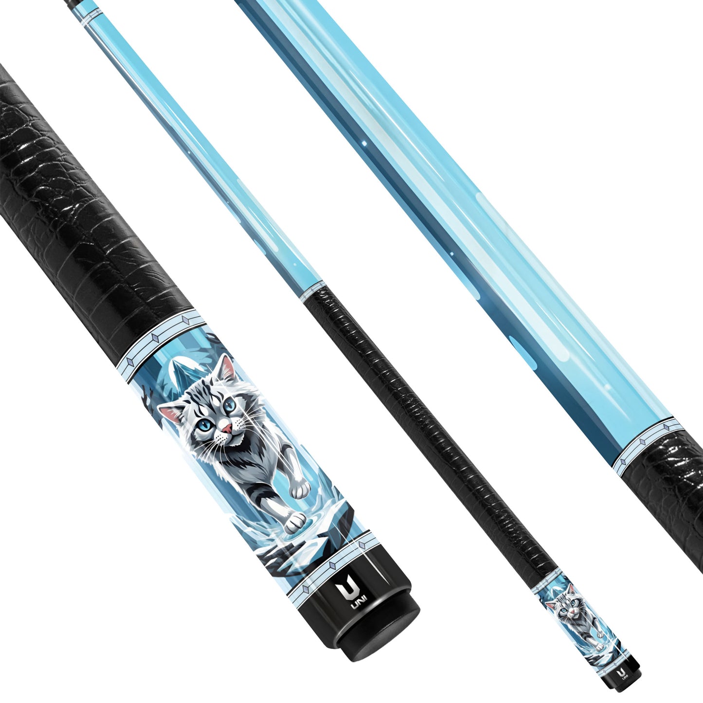 Frozen Predator Snow Cat Carbon Fiber Pool Cue - Ice Blue Ethereal Design Elite Stick