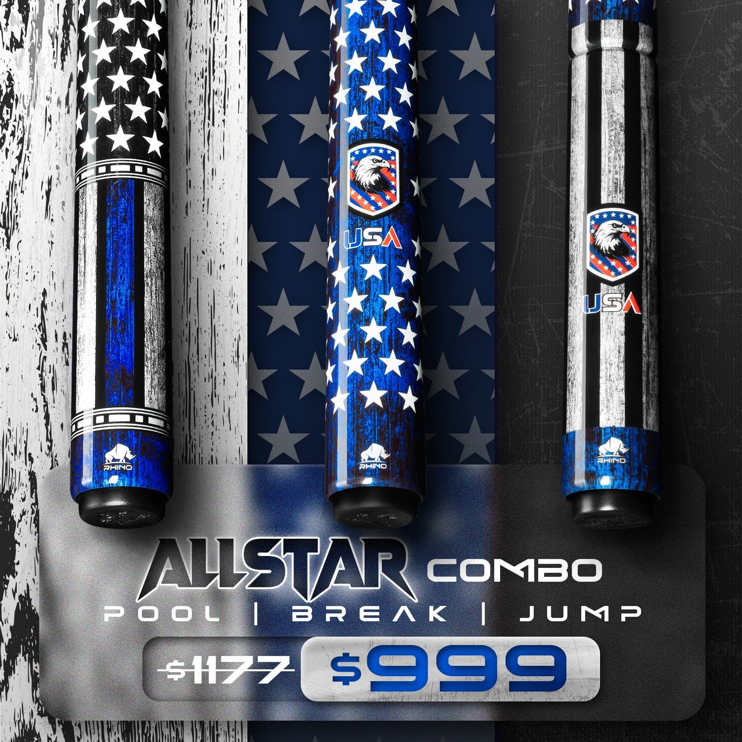 Allstar COMBO: Pool Cue + Jump Cue + Break Cue