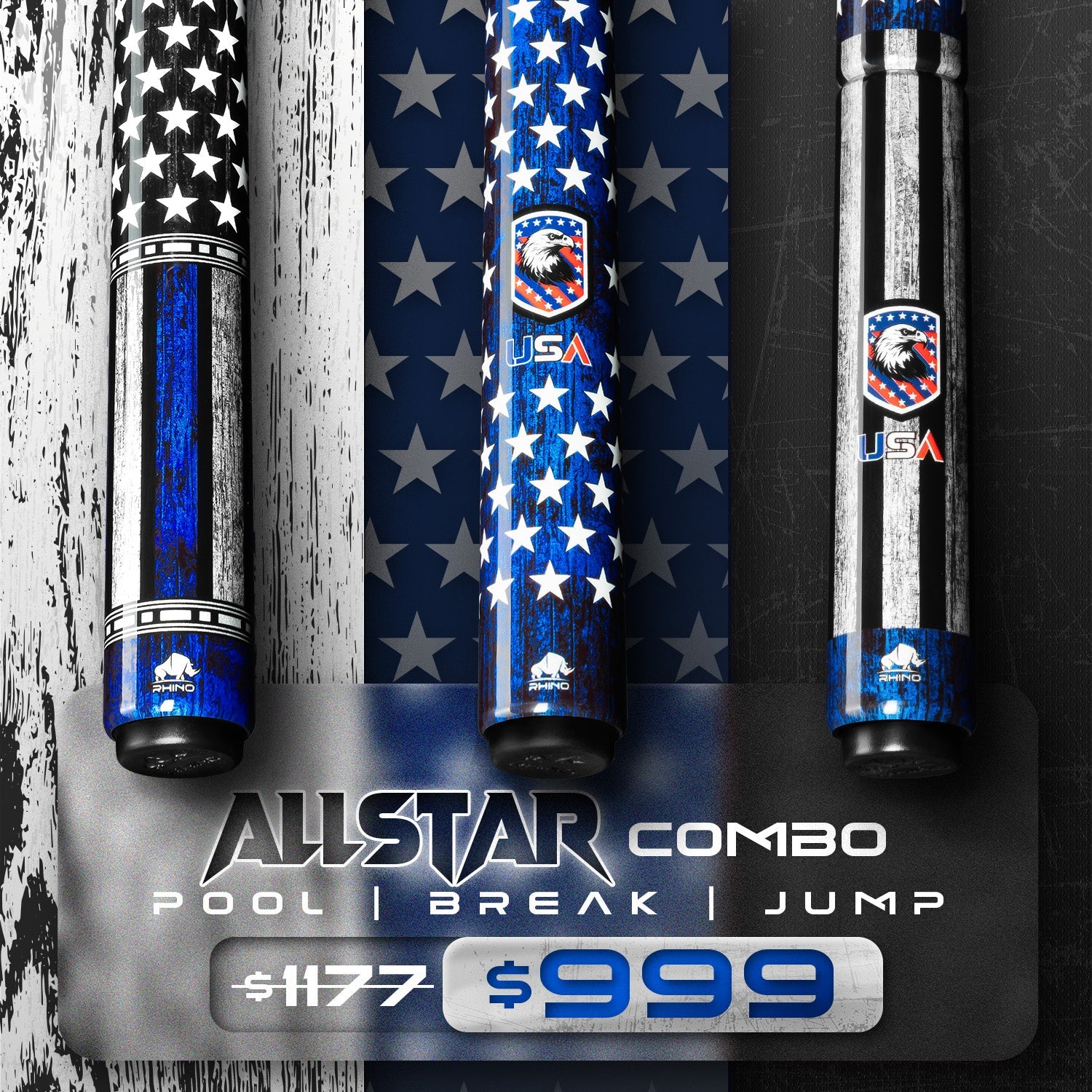 Allstar COMBO: Pool Cue + Jump Cue + Break Cue
