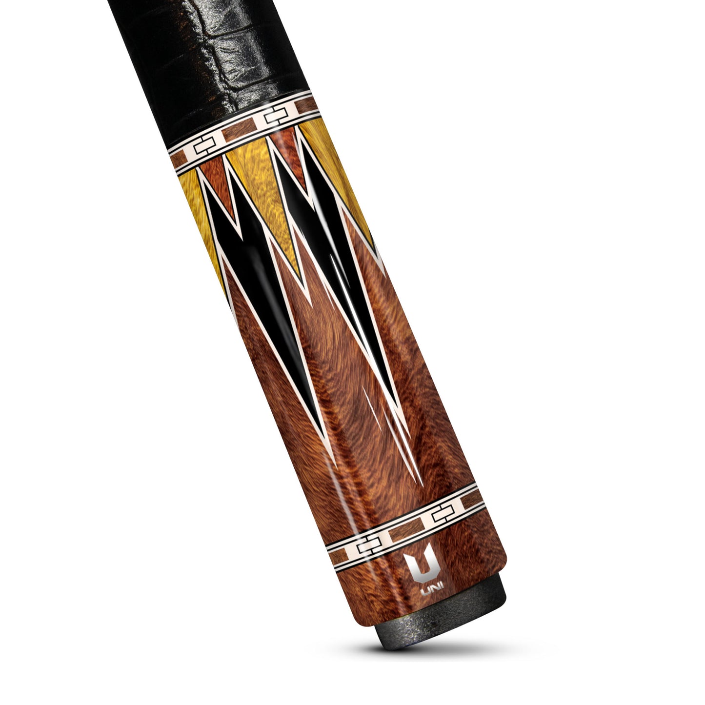 Luxury Golden Amboyna Burl Carbon Fiber Pool Cue - Tiger Oak Point Inlay & Royal Heritage Design Stick