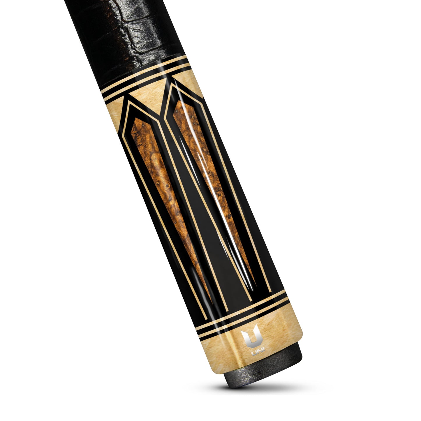 Luxury Golden Honey Burl Carbon Fiber Pool Cue - Midnight Ebony & Amber Stone Inlay Elite Stick