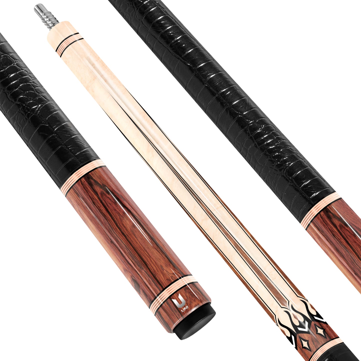 Premium Sandstone & Walnut Carbon Fiber Pool Cue - Natural Stone Finish & Classic Wood Point Inlay Stick