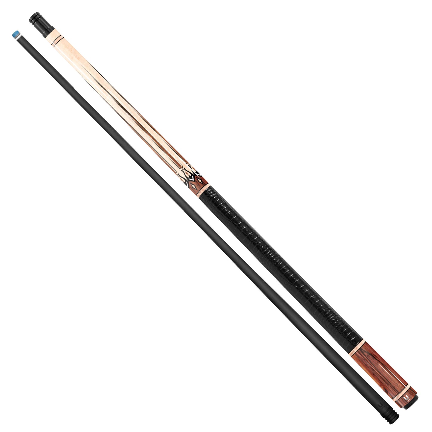 Premium Sandstone & Walnut Carbon Fiber Pool Cue - Natural Stone Finish & Classic Wood Point Inlay Stick