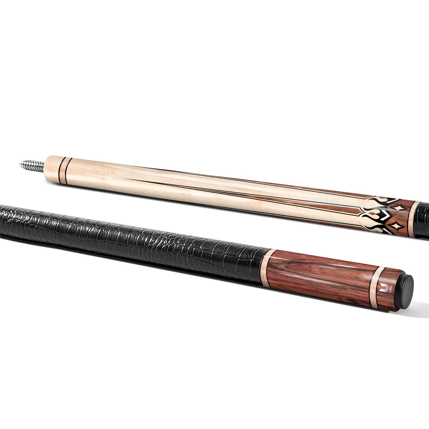 Premium Sandstone & Walnut Carbon Fiber Pool Cue - Natural Stone Finish & Classic Wood Point Inlay Stick