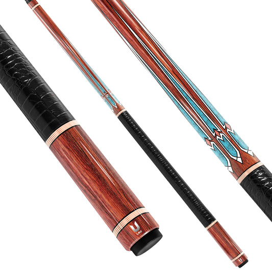 Exotic Cocobolo Carbon Fiber Pool Cue - Turquoise Stone Inlay & High-Contrast Southwest Design Stick