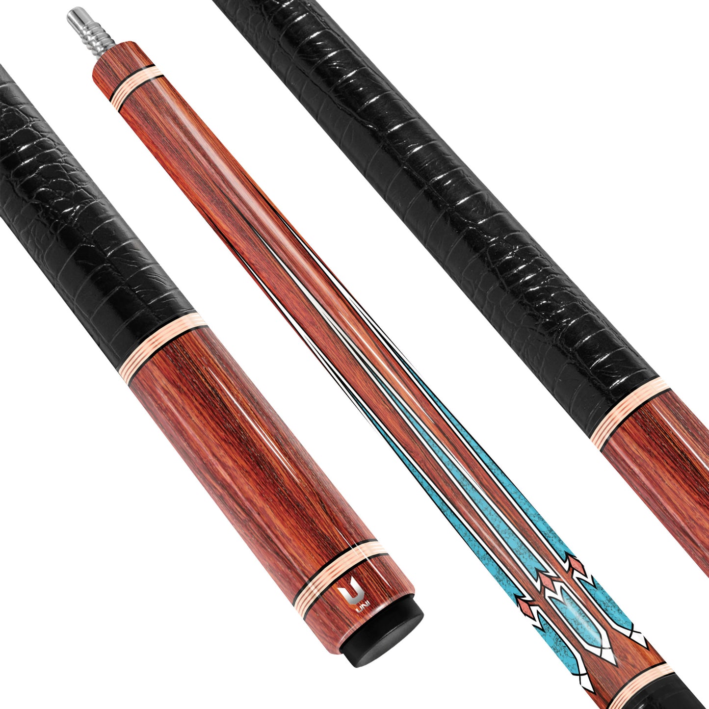 Exotic Cocobolo Carbon Fiber Pool Cue - Turquoise Stone Inlay & High-Contrast Southwest Design Stick