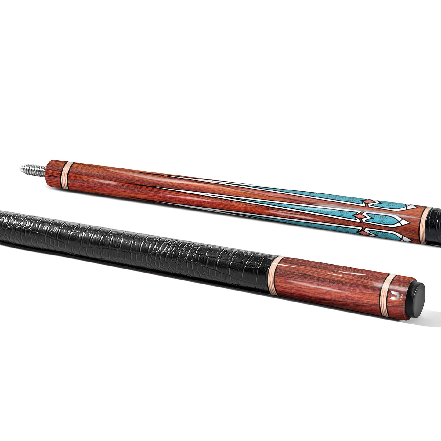 Exotic Cocobolo Carbon Fiber Pool Cue - Turquoise Stone Inlay & High-Contrast Southwest Design Stick