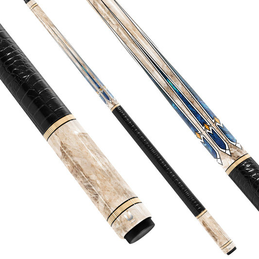 Celestial Marble Carbon Fiber Pool Cue - Deep Space Nebula Inlay & Exotic Stone Texture Stick