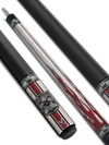 EVO FREEDOM POOL CUE - CRIMSON FLAME - BLACK LEATHER WRAP