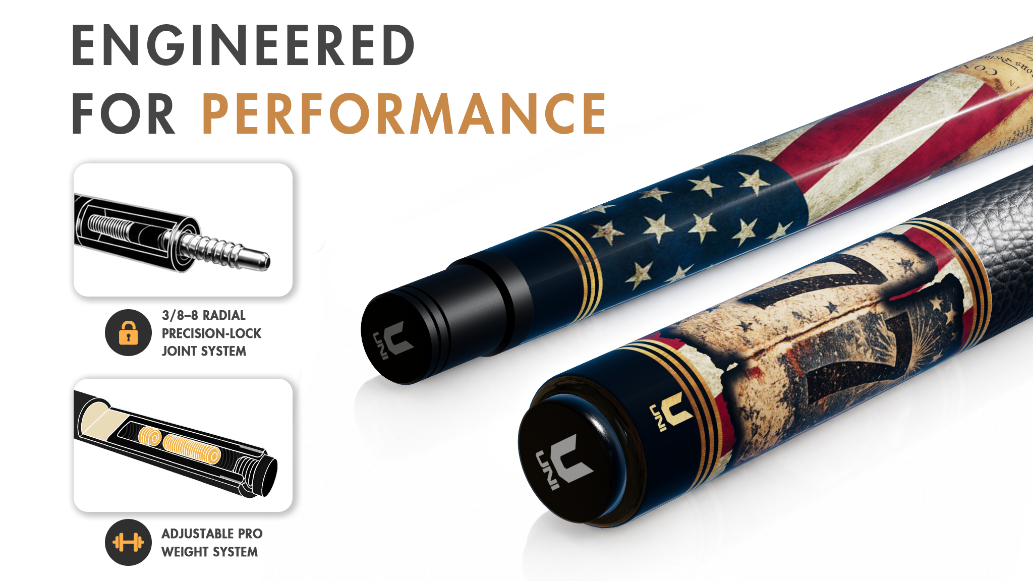 Uni 1776 Legacy Carbon Fiber Pool Cue | America 250th Anniversary - Detail 1