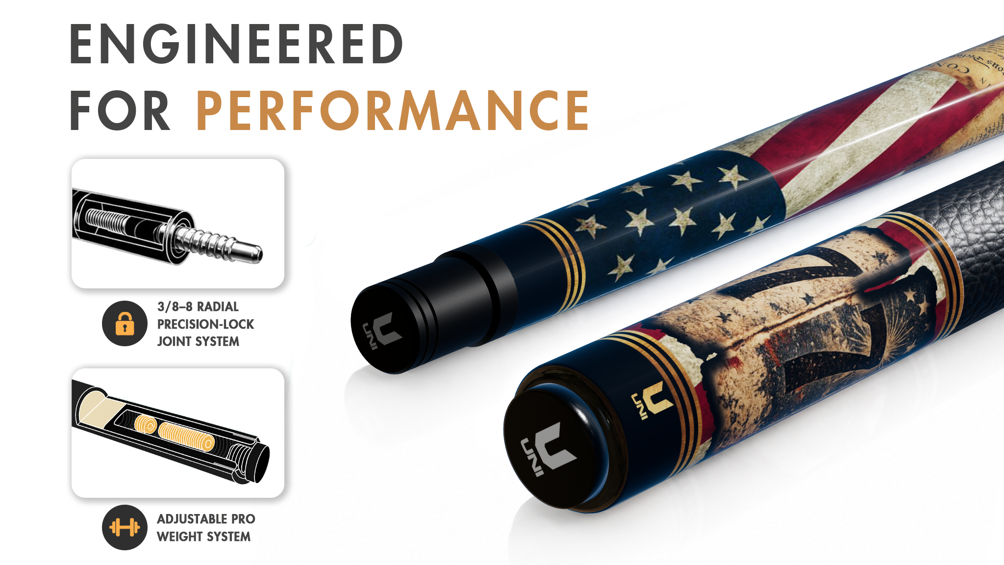 Uni 1776 Legacy Carbon Fiber Pool Cue | America 250th Anniversary - Detail 1