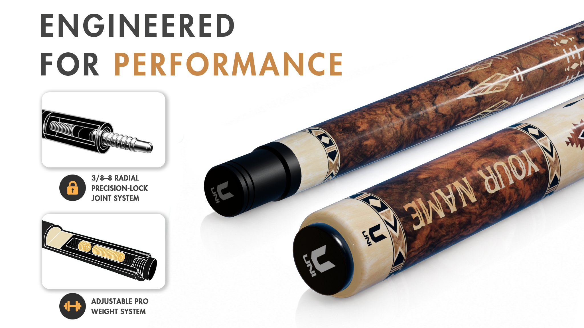 Uni Western Spirit Carbon Fiber Pool Cue | Native American-Inspired - Detail 1