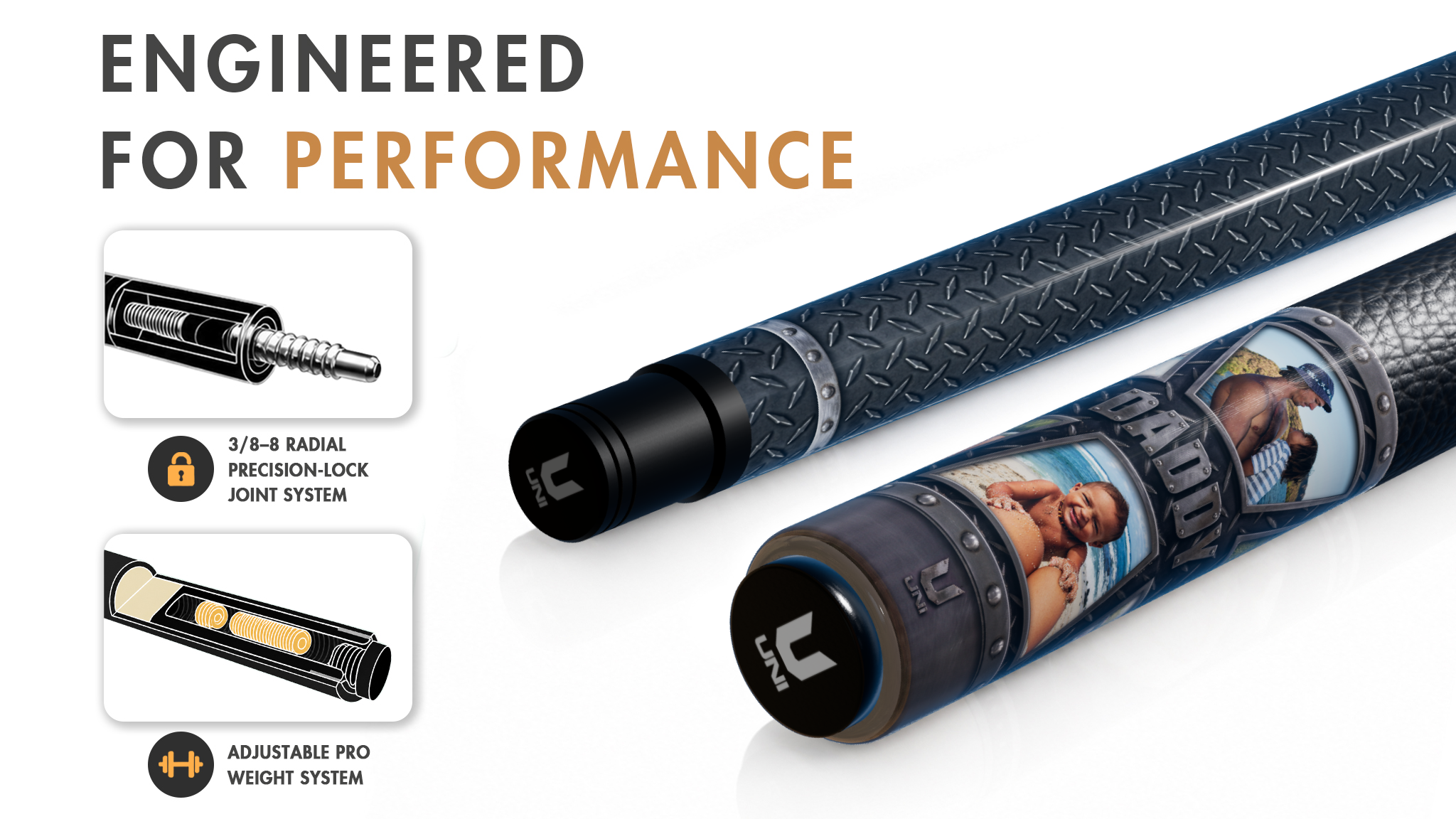Uni Custom Photo Wrap Carbon Fiber Pool Cue | Personalized Gift - Detail 1