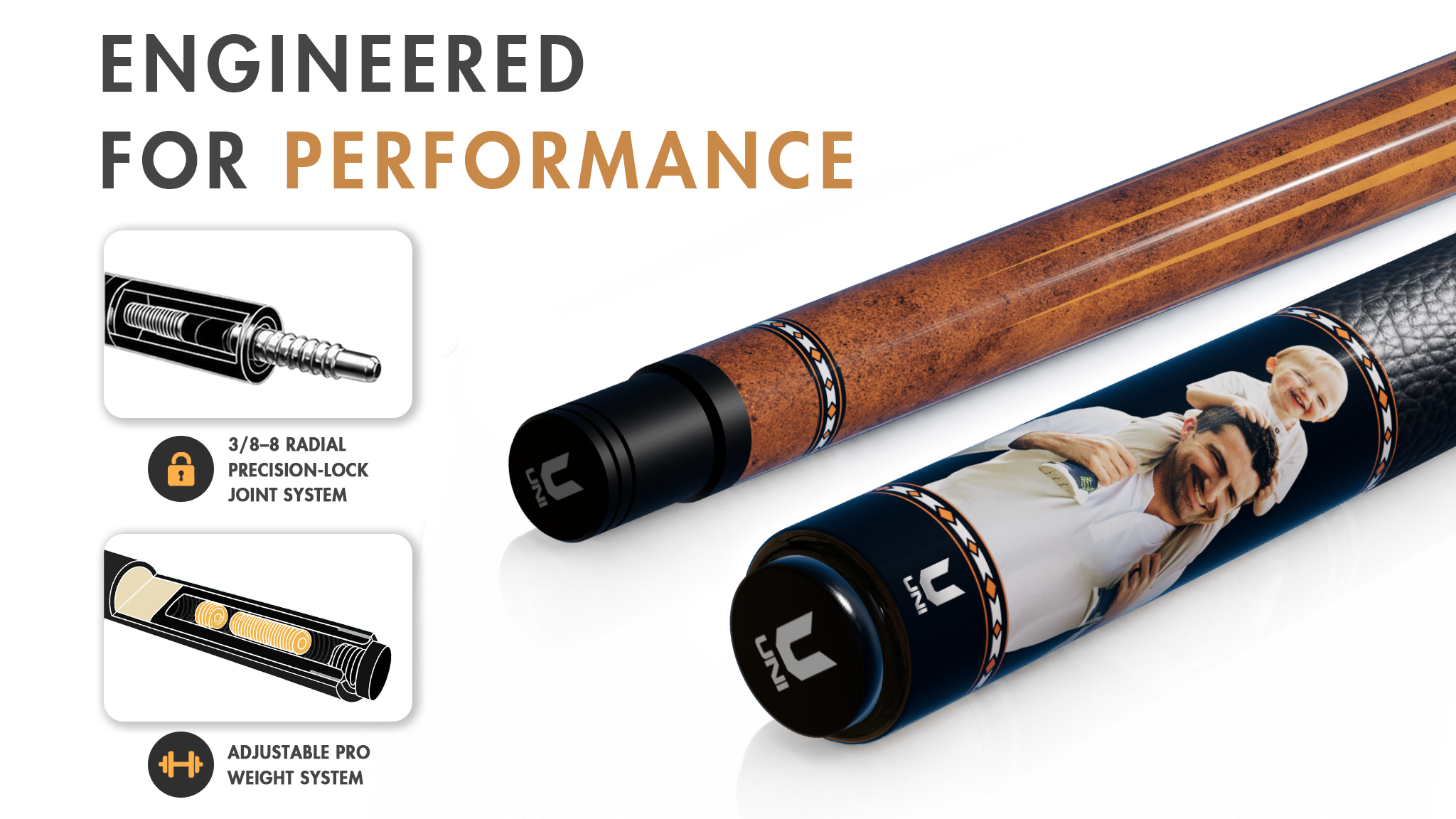 Uni Custom Photo Carbon Fiber Pool Cue | Perfect Gift for Dad - Detail 1