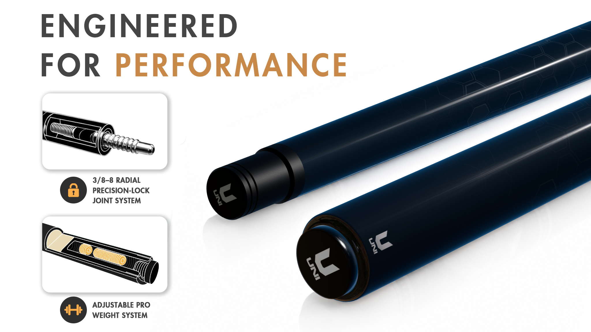 Uni Honeycomb Carbon Fiber Pool Cue | Modern Composite Texture - Detail 1