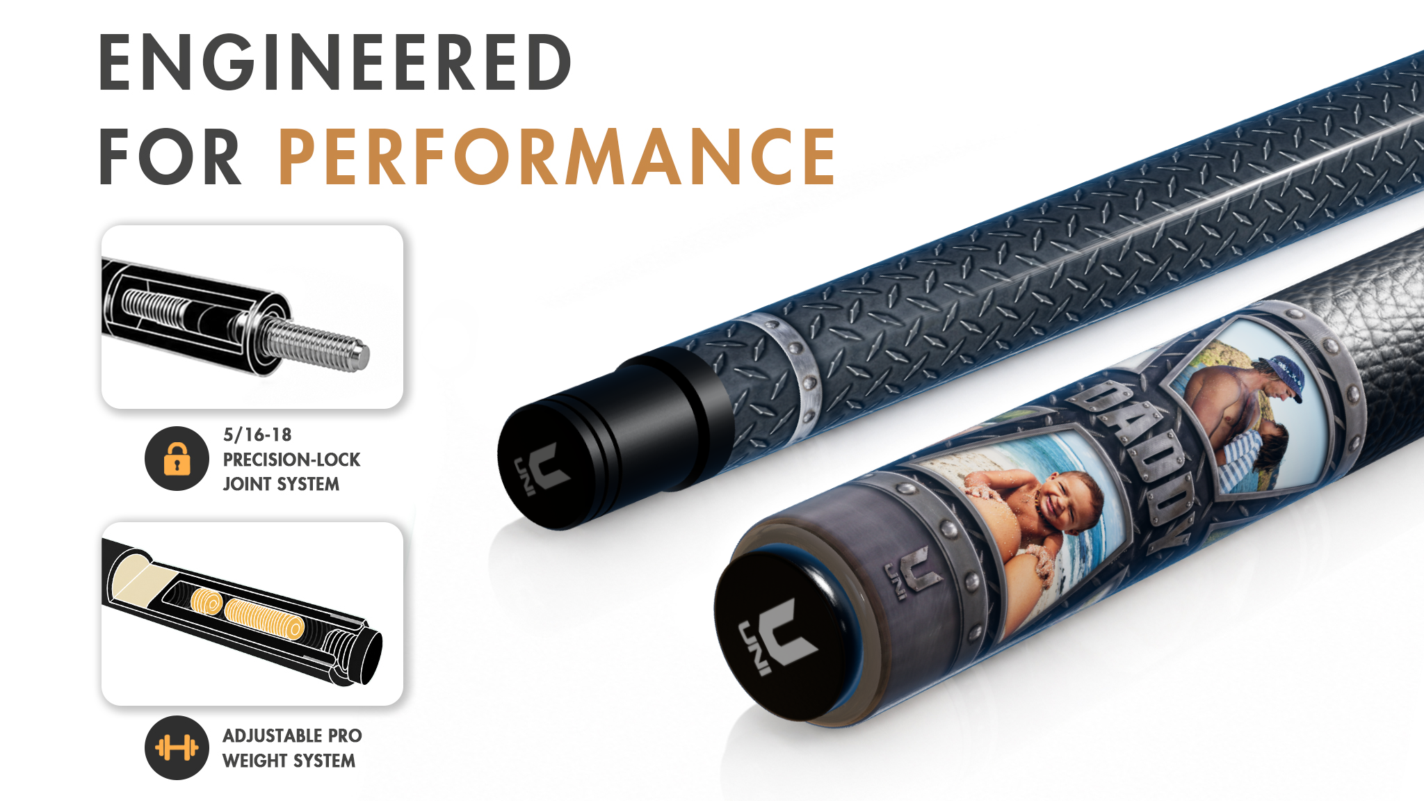 Uni Custom Photo Wrap Carbon Fiber Pool Cue | Personalized Gift - Detail 1