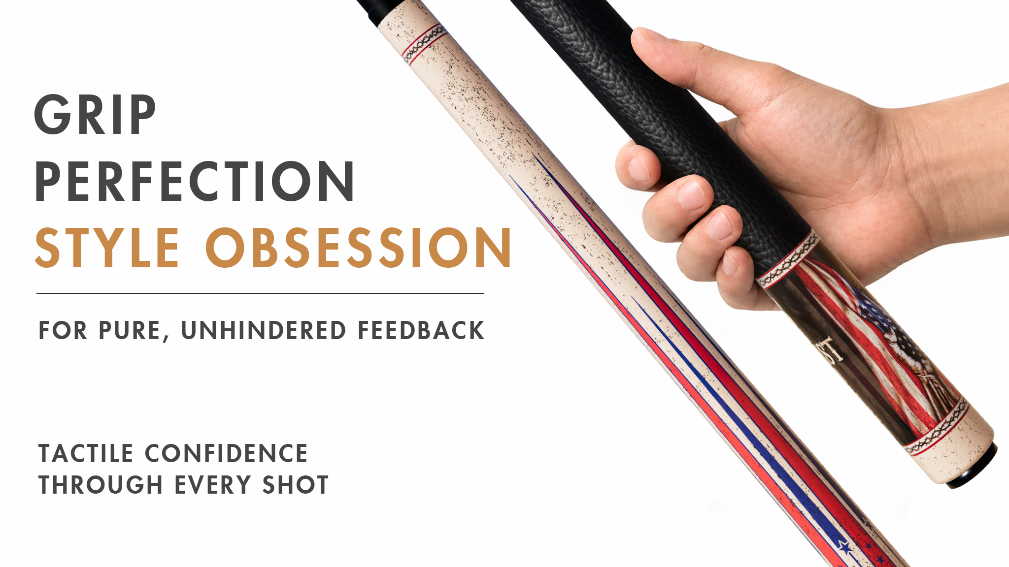 Uni American Christian Cross Carbon Fiber Pool Cue | Flag Design - Detail 2