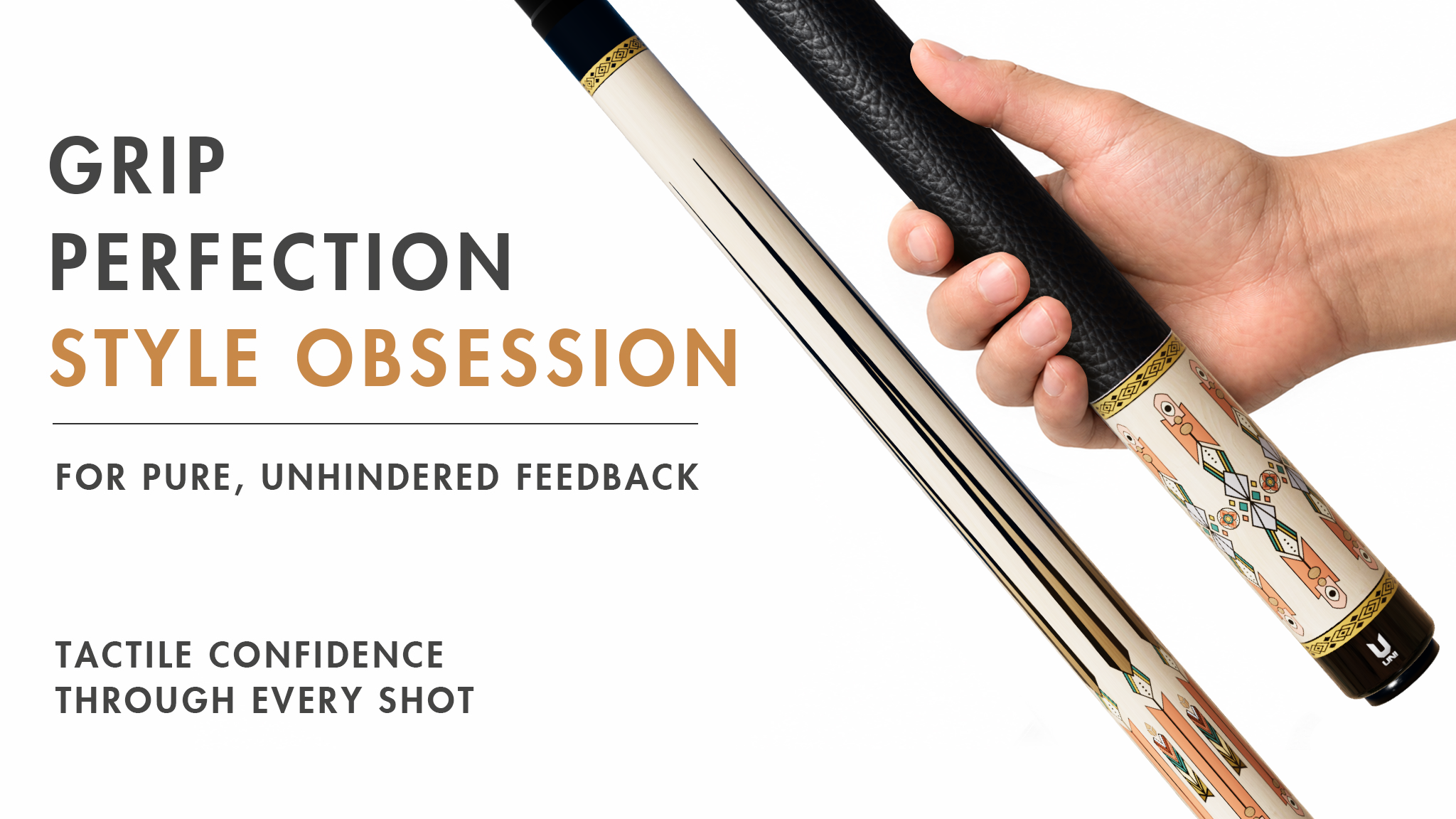 Uni Southwestern-Inspired Aztec Carbon Fiber Pool Cue | Heritage Pattern - Detail 2