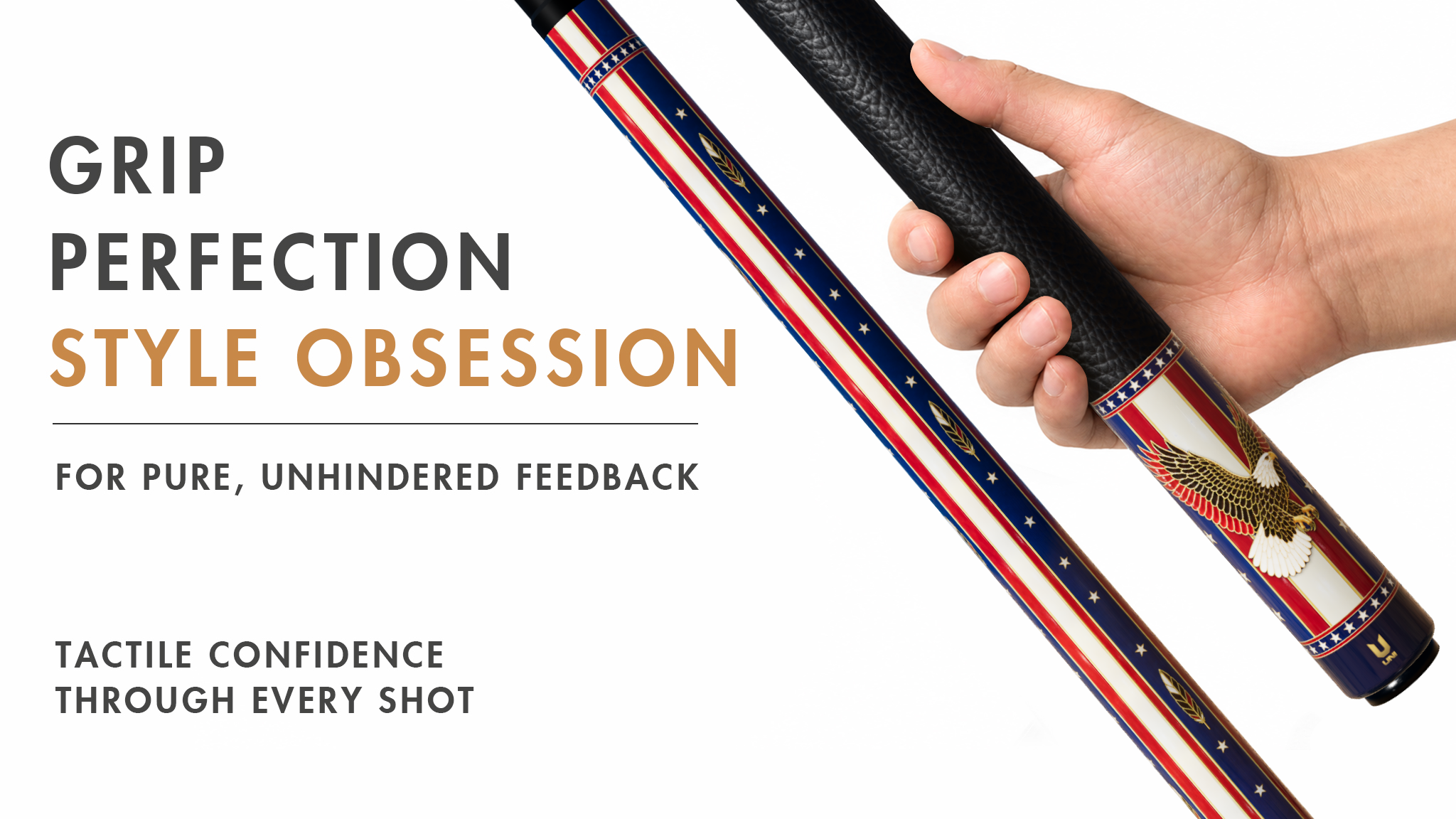Uni Bald Eagle Pool Cue | Gold Wire Cloisonne Enamel Theme - Detail 2
