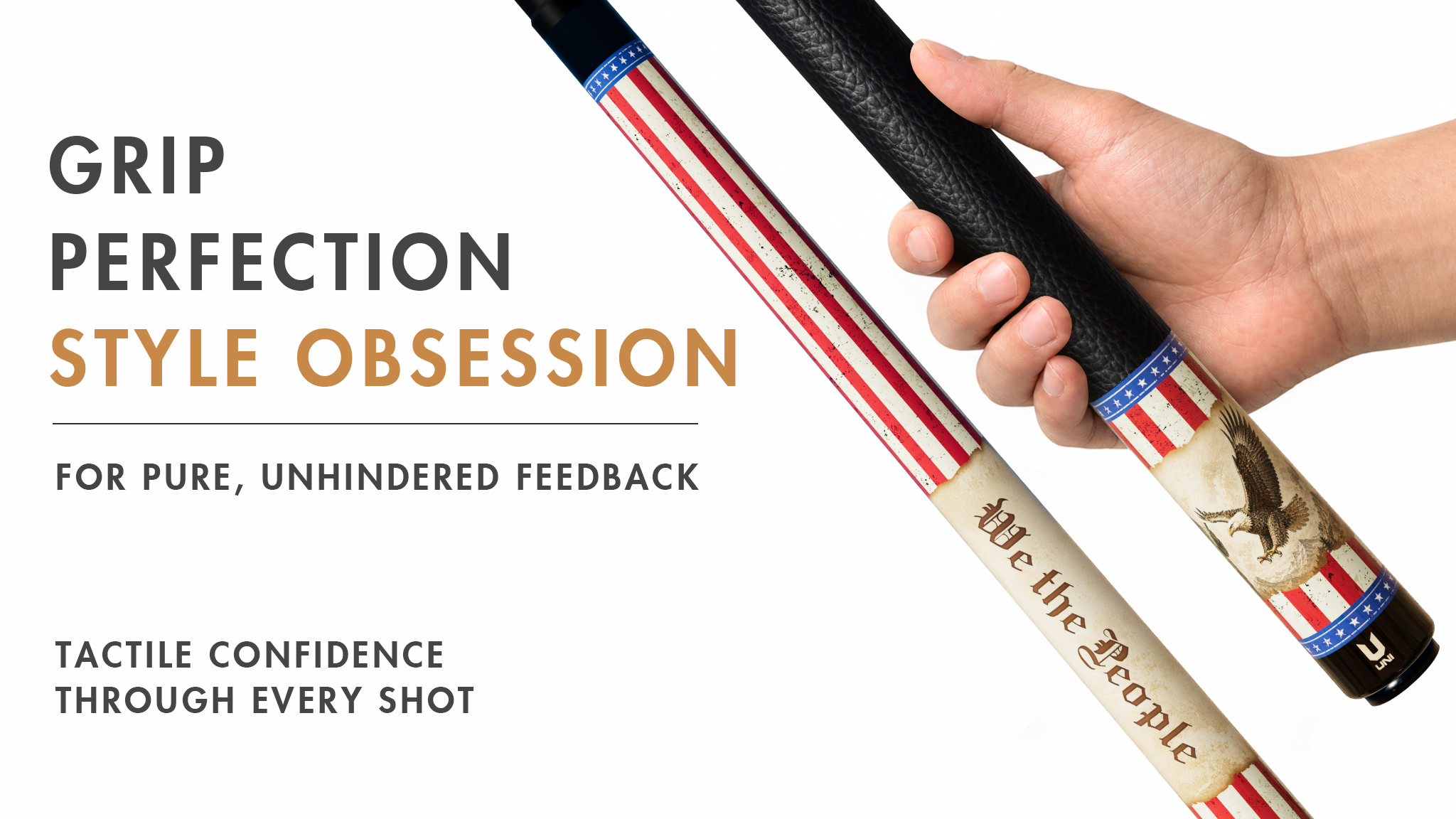 Uni Vintage American Flag Carbon Fiber Pool Cue | Liberty Bell & Bald Eagle - Detail 2
