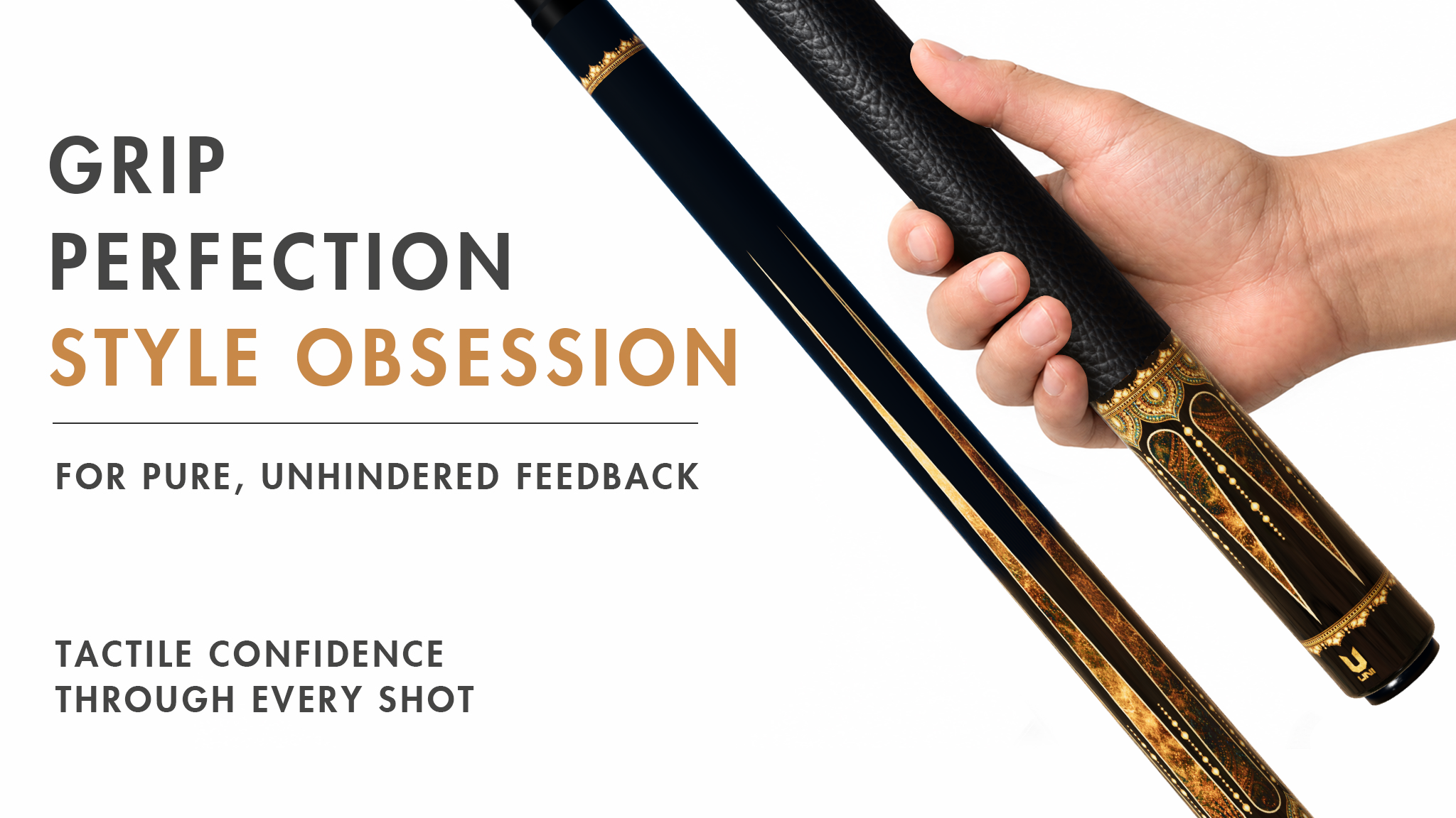 Uni Mandala-Inspired Carbon Fiber Pool Cue | Elegant Gold Accents - Detail 2