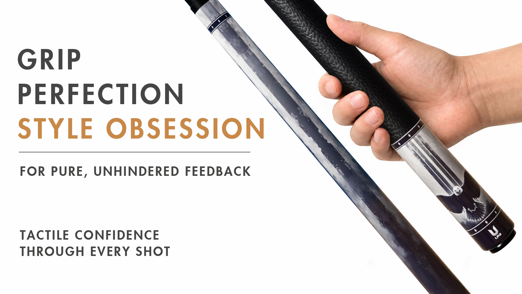 Uni Black Shadow Eagle Carbon Fiber Pool Cue | Minimalist Noir Low-Deflection Design - Detail 2