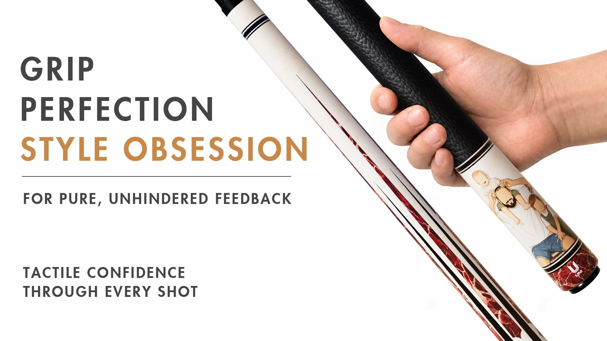 Uni Custom Faceless Portrait Carbon Fiber Pool Cue | Personalized Dad Gift - Detail 2