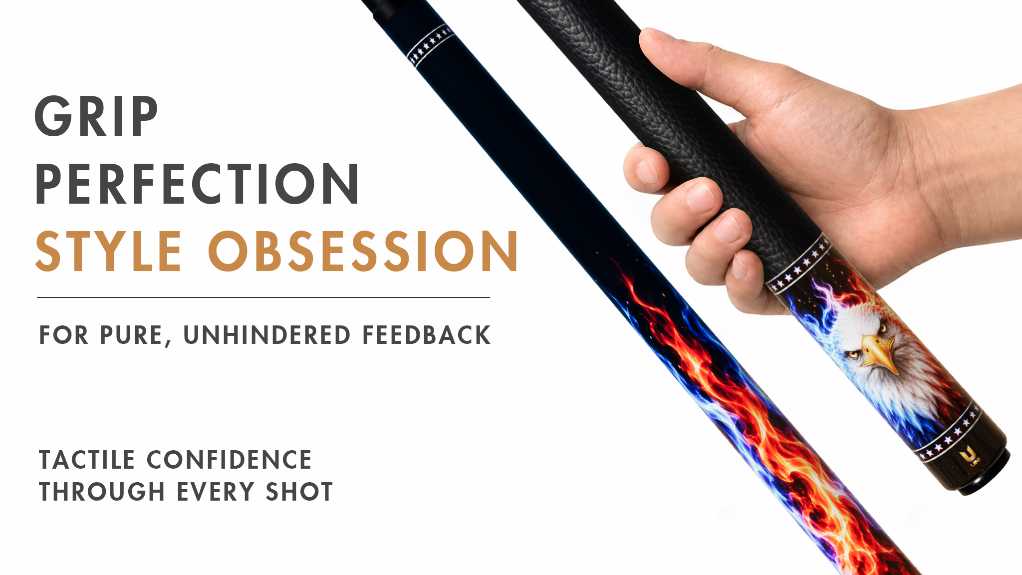 Uni Blue-Red Flame Eagle Pool Cue | Cobalt & Crimson Fire Airbrush Theme - Detail 2