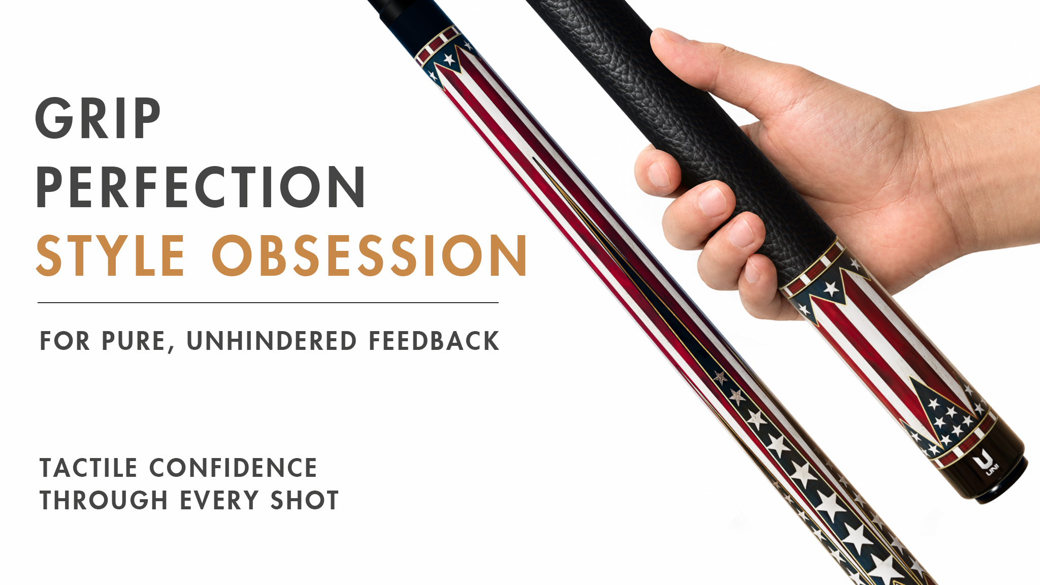 Uni Old Glory Patriot Carbon Fiber Pool Cue | American Flag Design - Detail 2