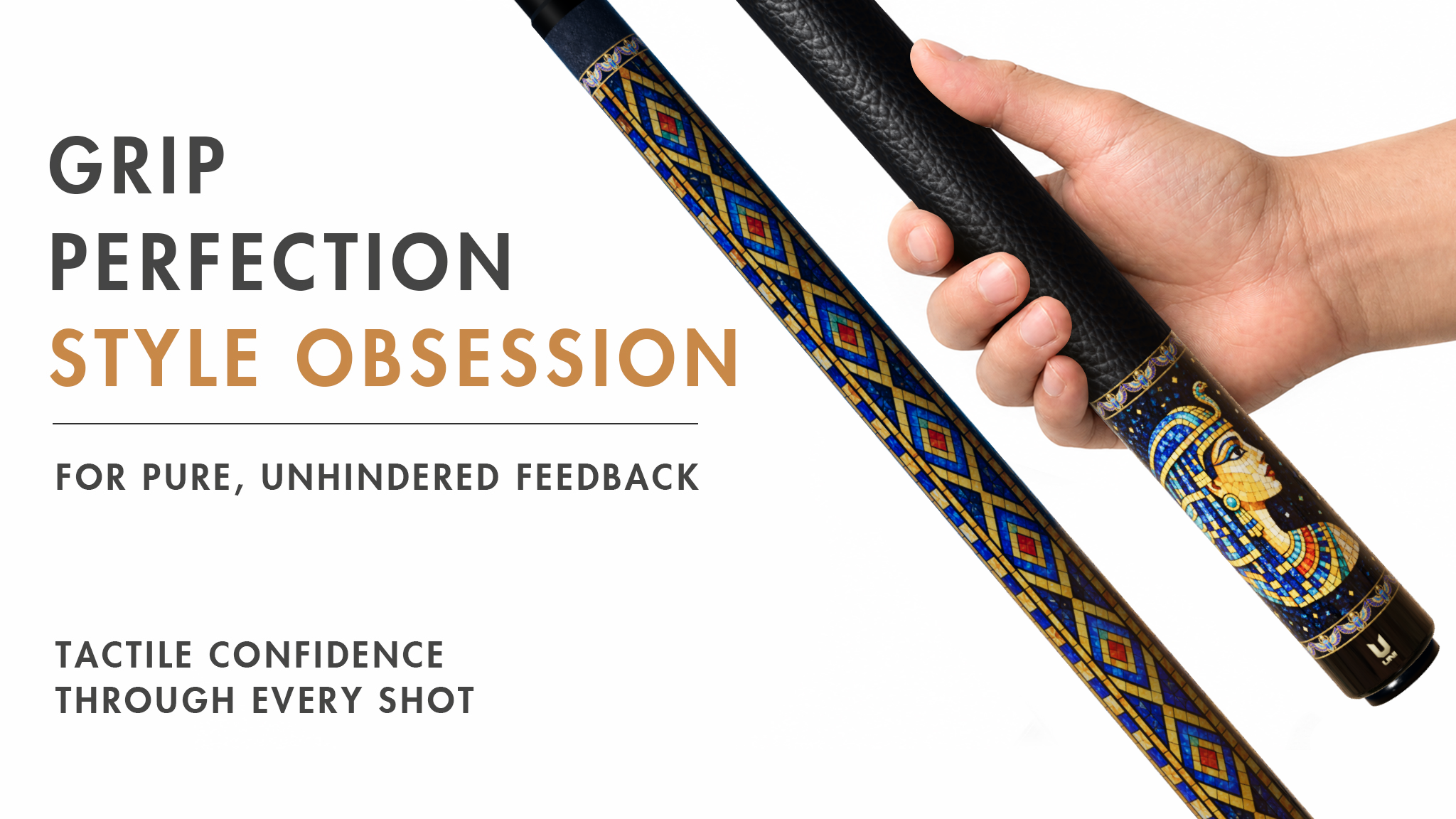Uni Cleopatra Mosaic Carbon Fiber Pool Cue | Egyptian Stained Glass - Detail 2