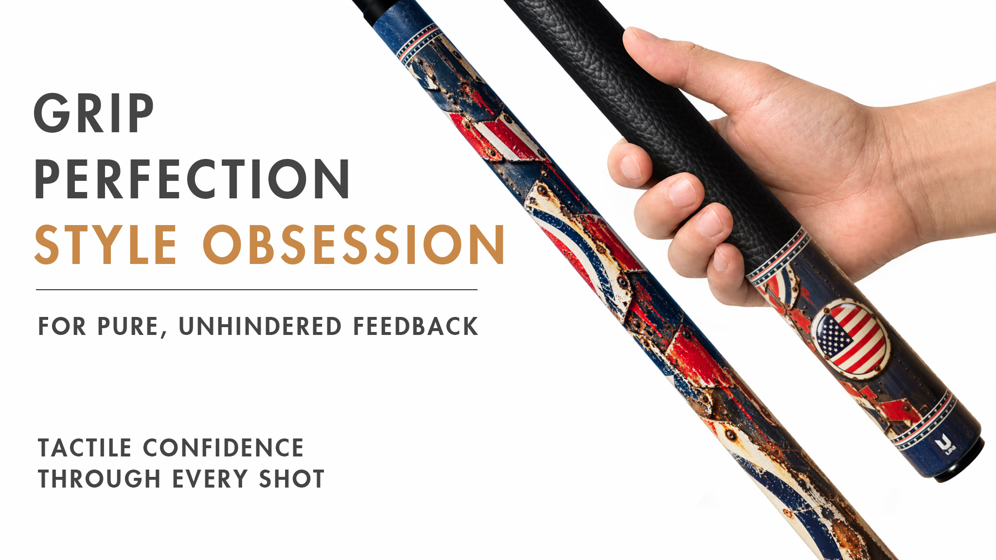 Uni Vintage American Flag Pool Cue | Riveted Enamel Sign Grunge Theme - Detail 2