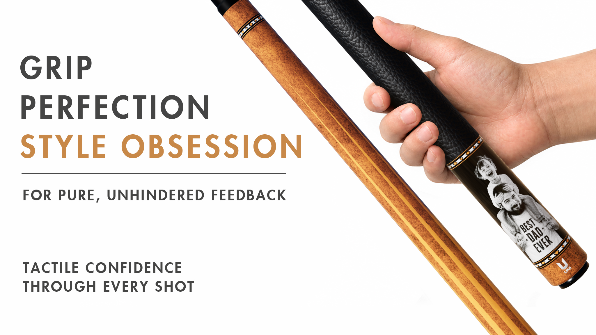 Uni Father & Kid Custom Photo Carbon Fiber Pool Cue | Best Dad Gift - Detail 2