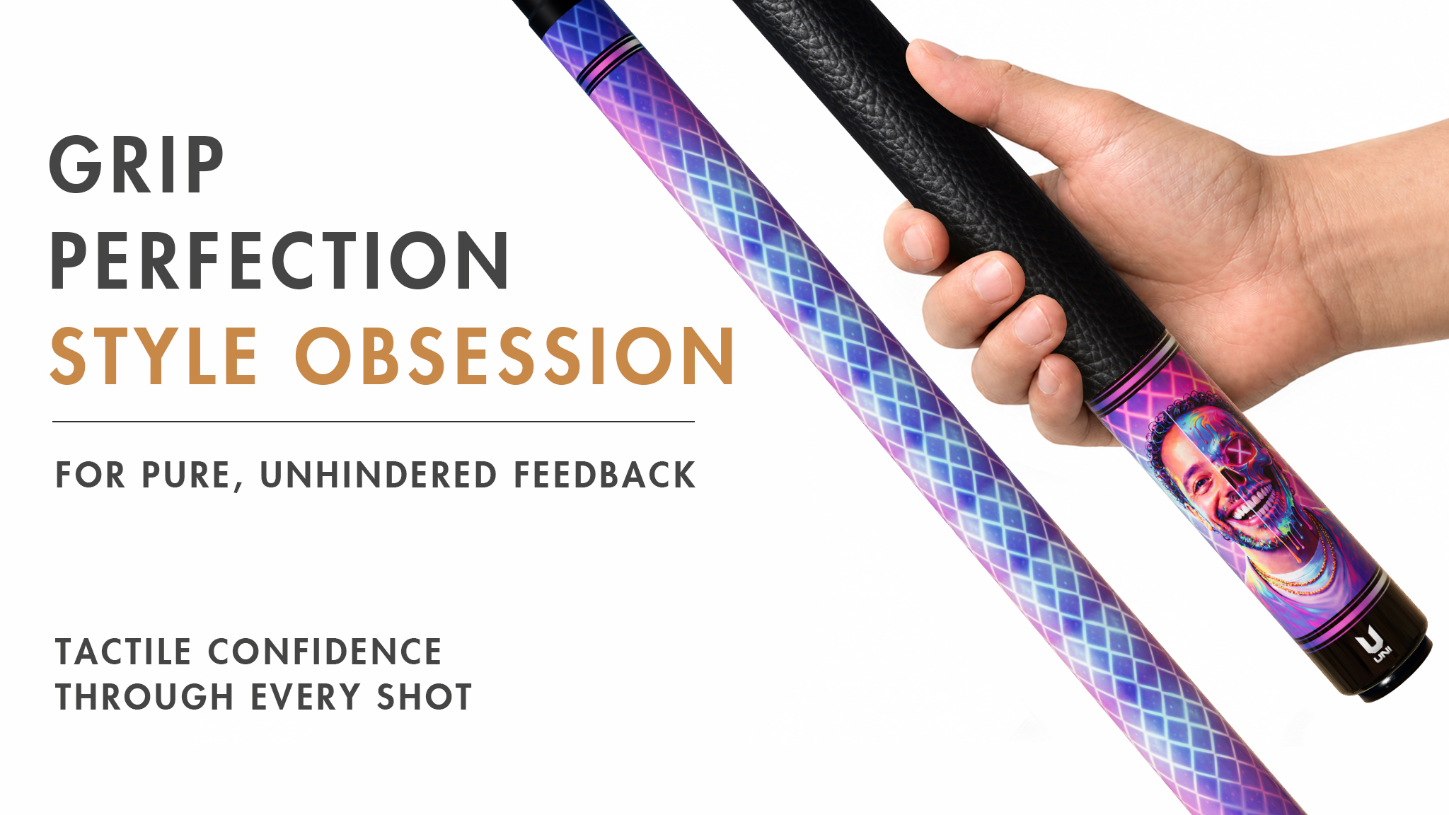 Uni Custom Photo Skull Carbon Fiber Pool Cue | Personalized with Your Image - Detail 2