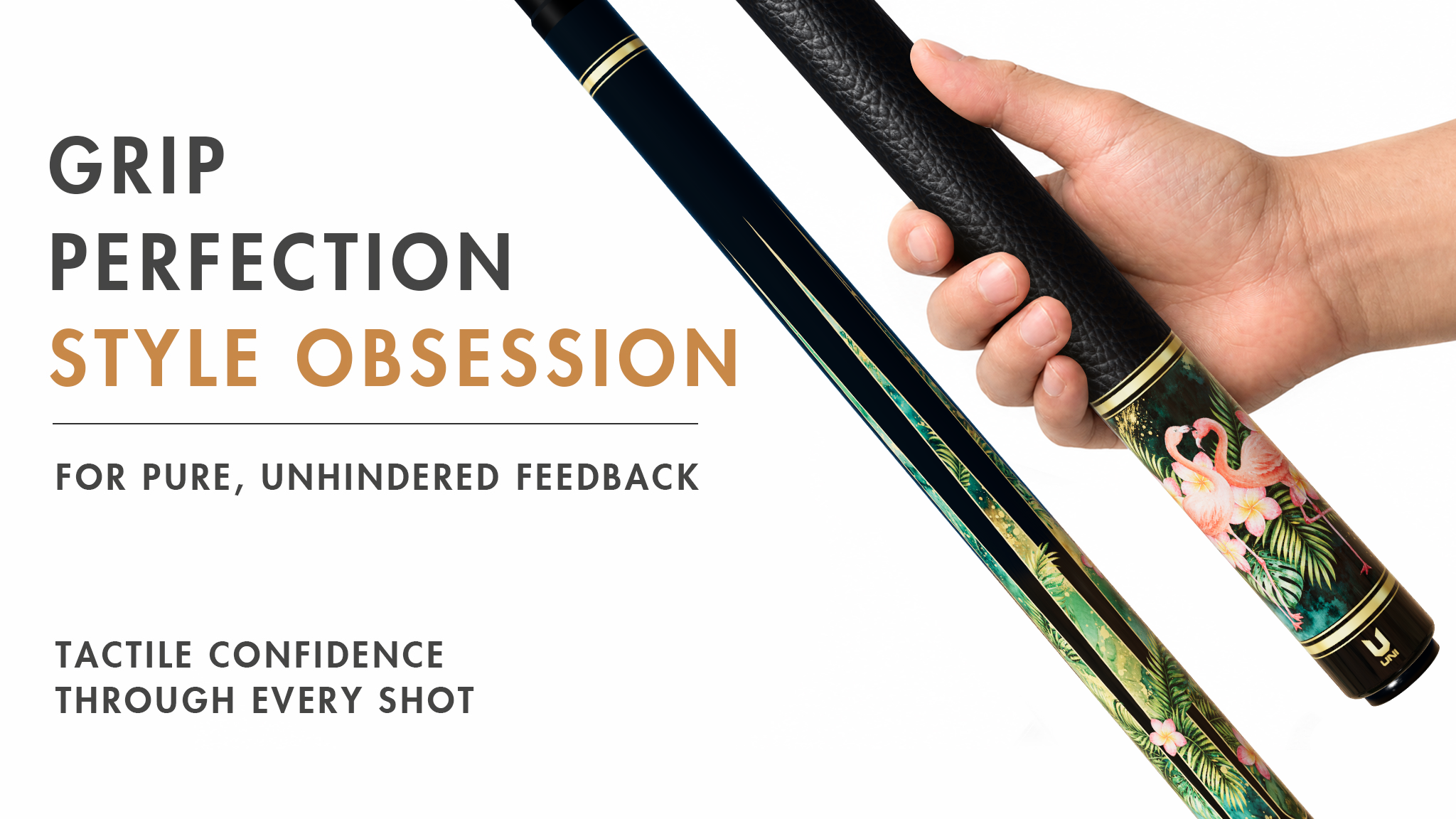 Uni Flamingo Tropical Carbon Fiber Pool Cue | Artist-Designed Pattern - Detail 2