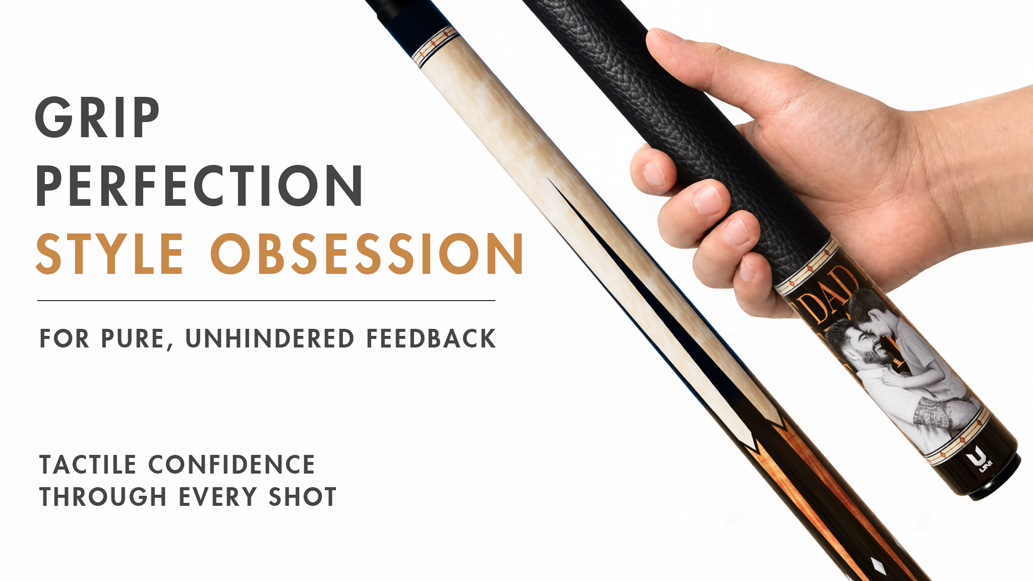 Uni Best Dad Ever Custom Photo Carbon Fiber Pool Cue | Personalized Dad Gift - Detail 2