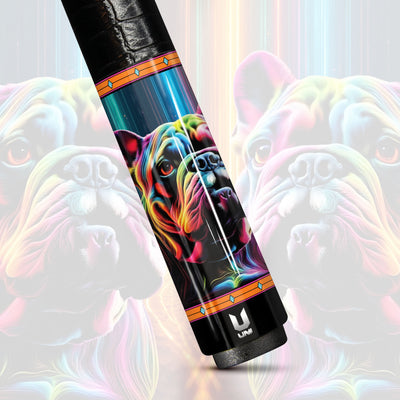 Uni Dog Carbon Fiber Pool Cue | Cyber Frenchie Electric Glow