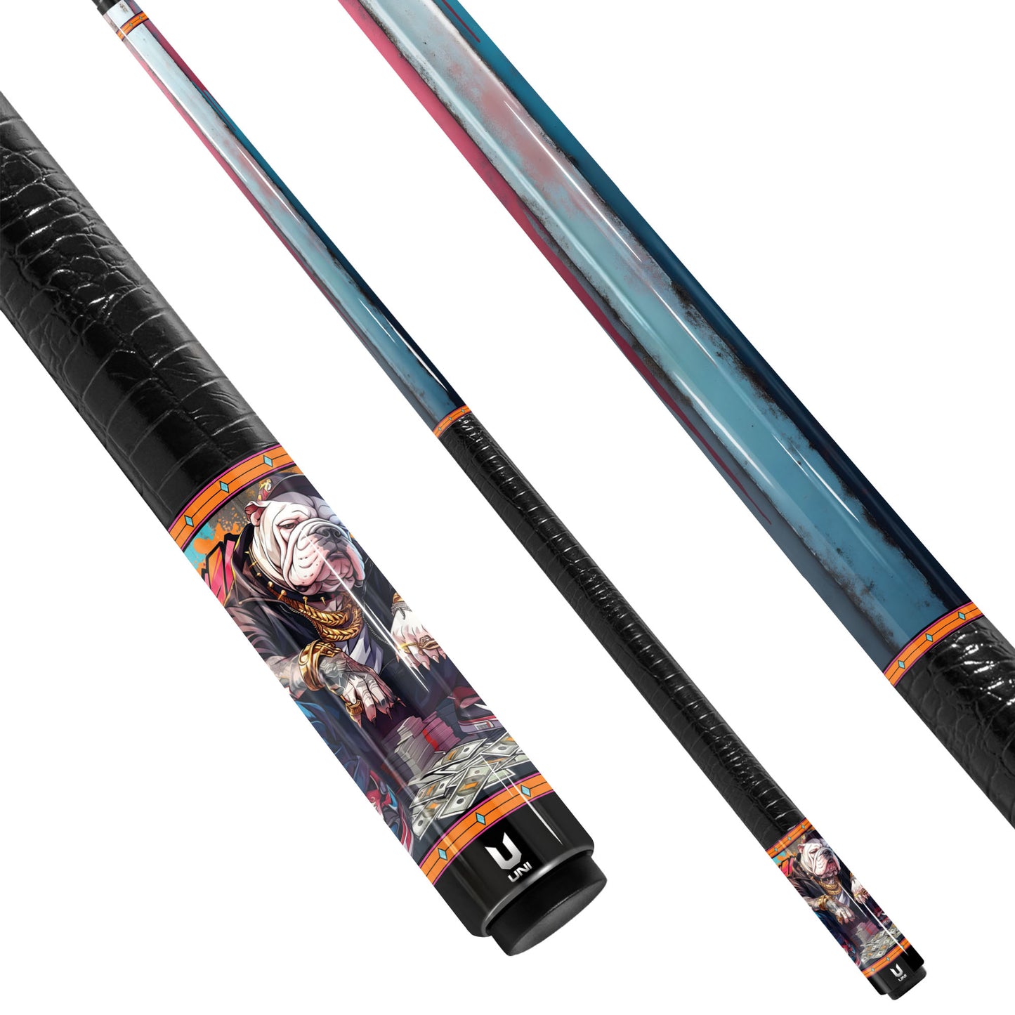 Hypebeast Bulldog Carbon Fiber Pool Cue - Streetwear Graffiti & Drip Art Design