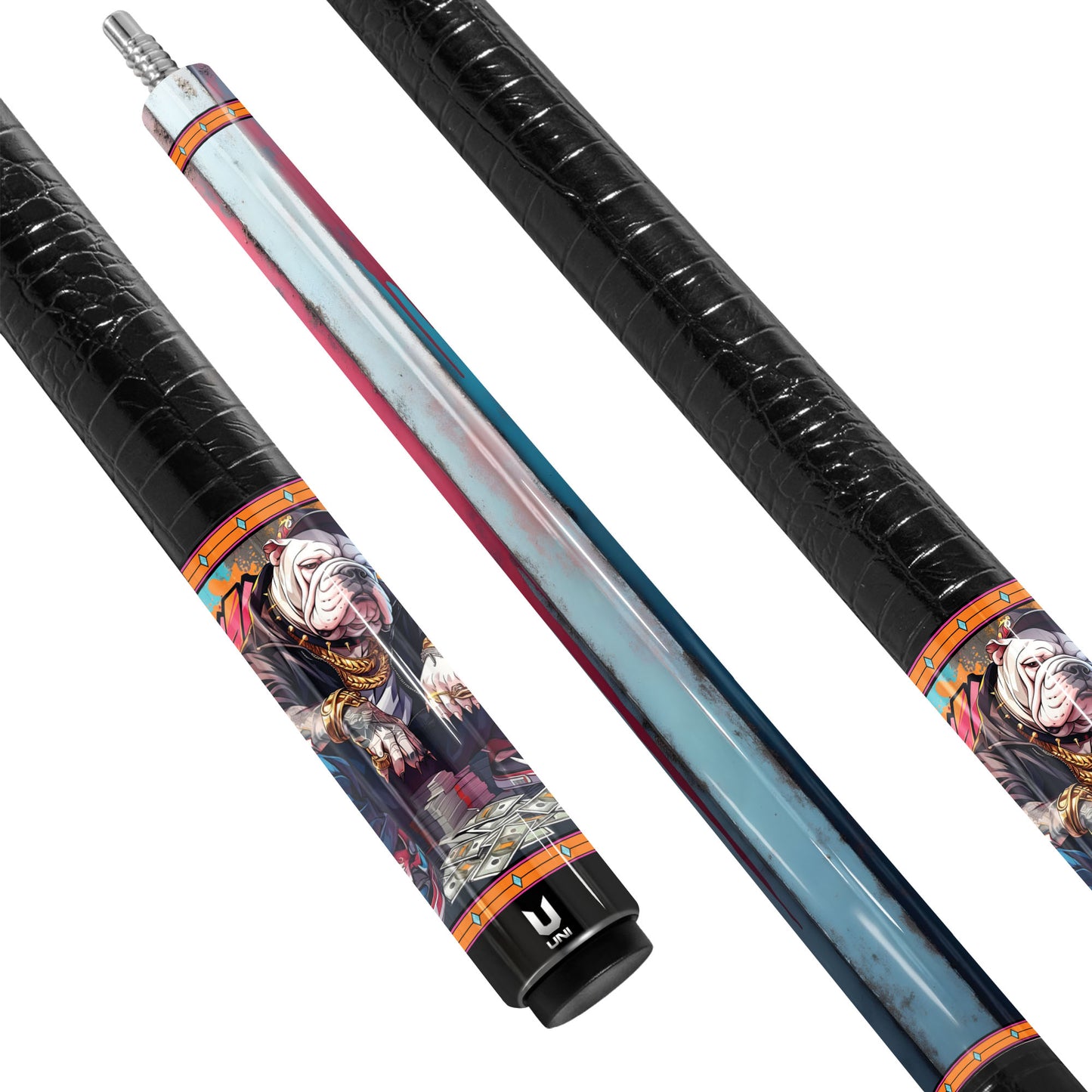 Hypebeast Bulldog Carbon Fiber Pool Cue - Streetwear Graffiti & Drip Art Design