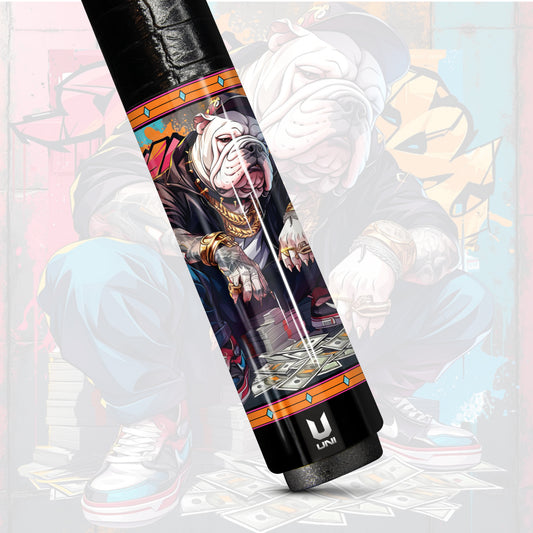 Hypebeast Bulldog Carbon Fiber Pool Cue - Streetwear Graffiti & Drip Art Design