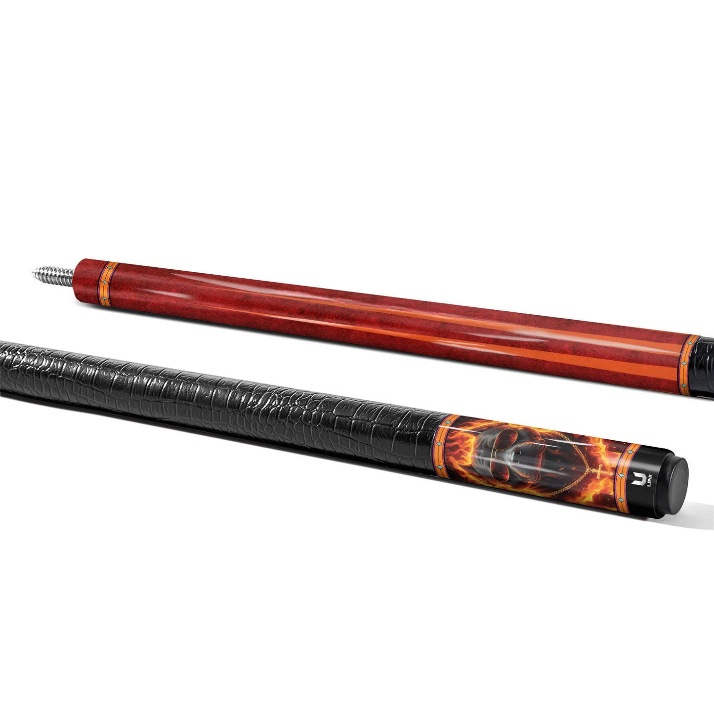 Inferno Guardian Pitbull Carbon Fiber Pool Cue - Blazing Fire & Boss Dog Art Stick