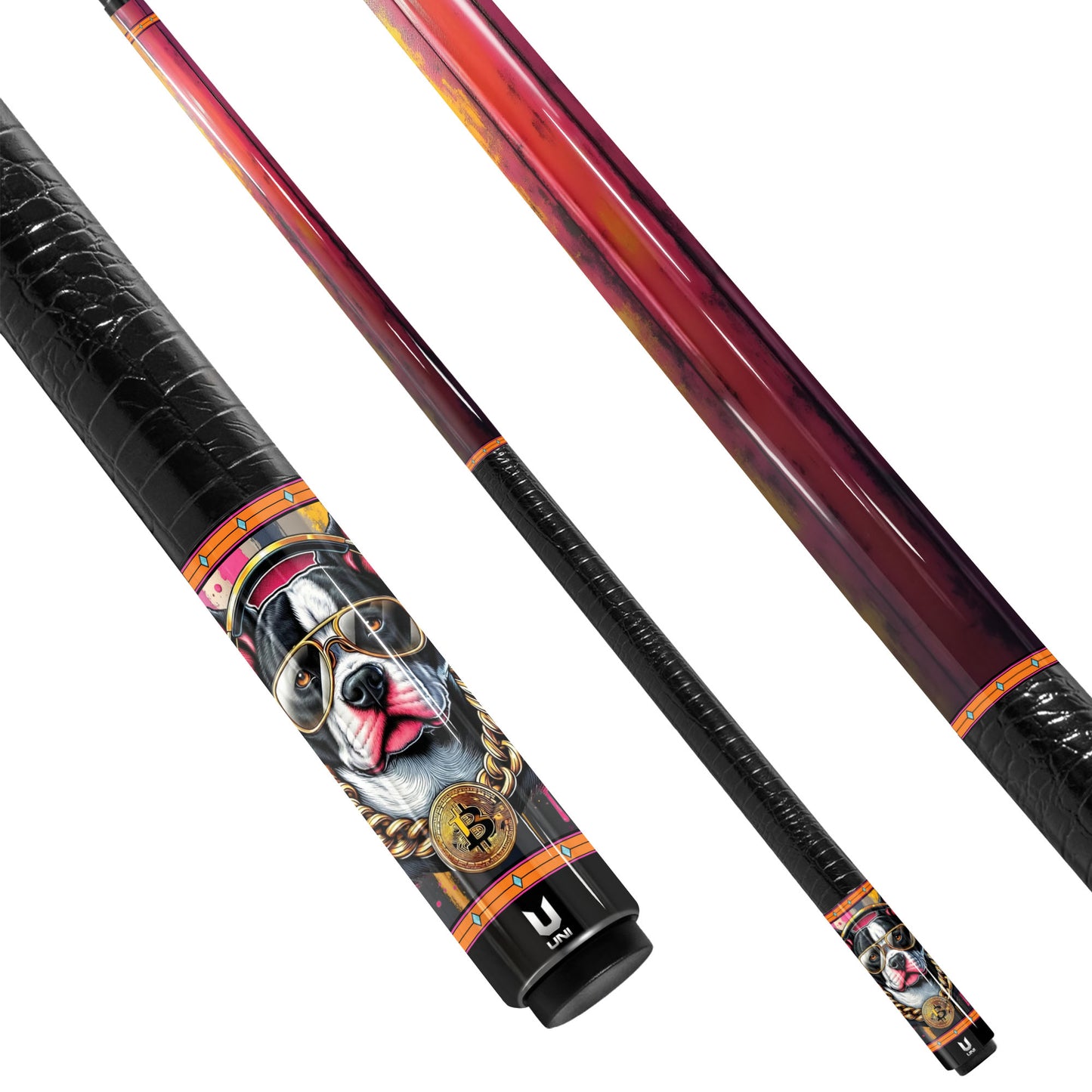 Bitcoin Boss Bulldog Carbon Fiber Pool Cue - Crypto Lifestyle & Urban Hype Art Stick