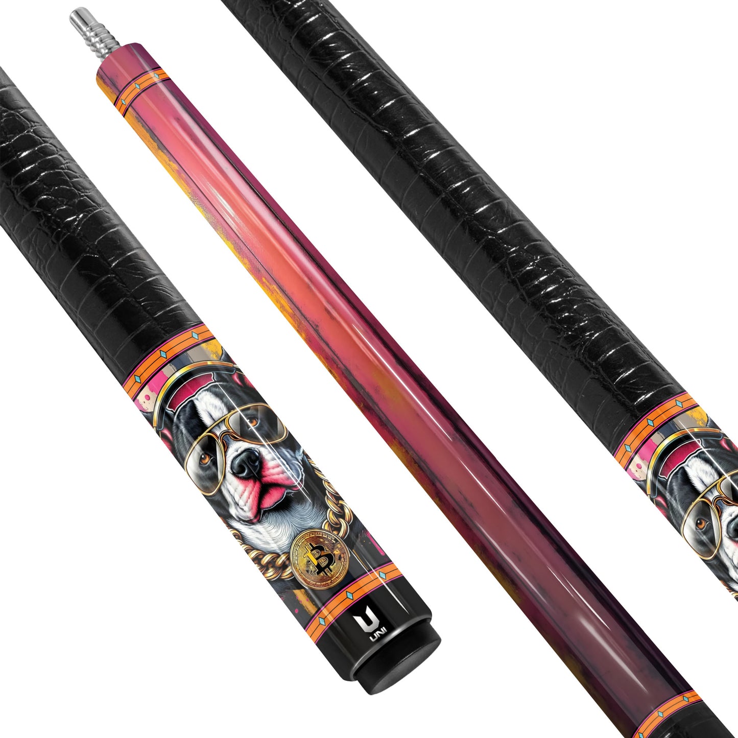 Bitcoin Boss Bulldog Carbon Fiber Pool Cue - Crypto Lifestyle & Urban Hype Art Stick