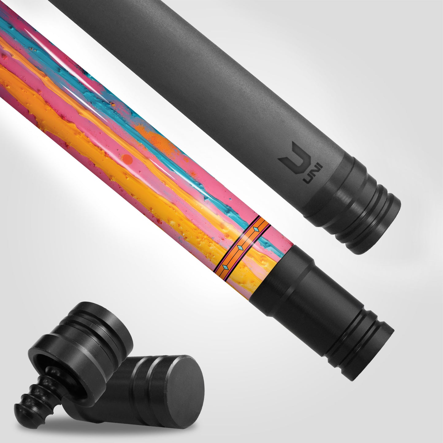 Abstract Puppy Dreams Carbon Fiber Pool Cue - Multi-Color Drip Art & Pop Expressionism Stick