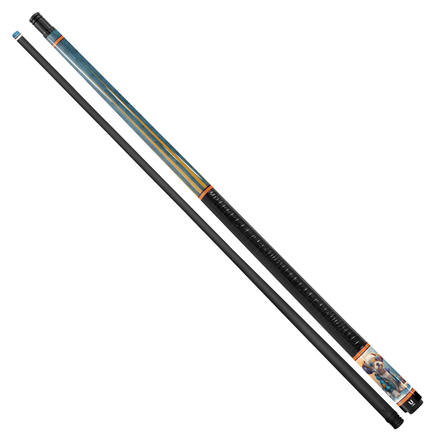 Serene Puppy Watercolor Carbon Fiber Pool Cue - Artistic Nature & Pet Lover Design Stick