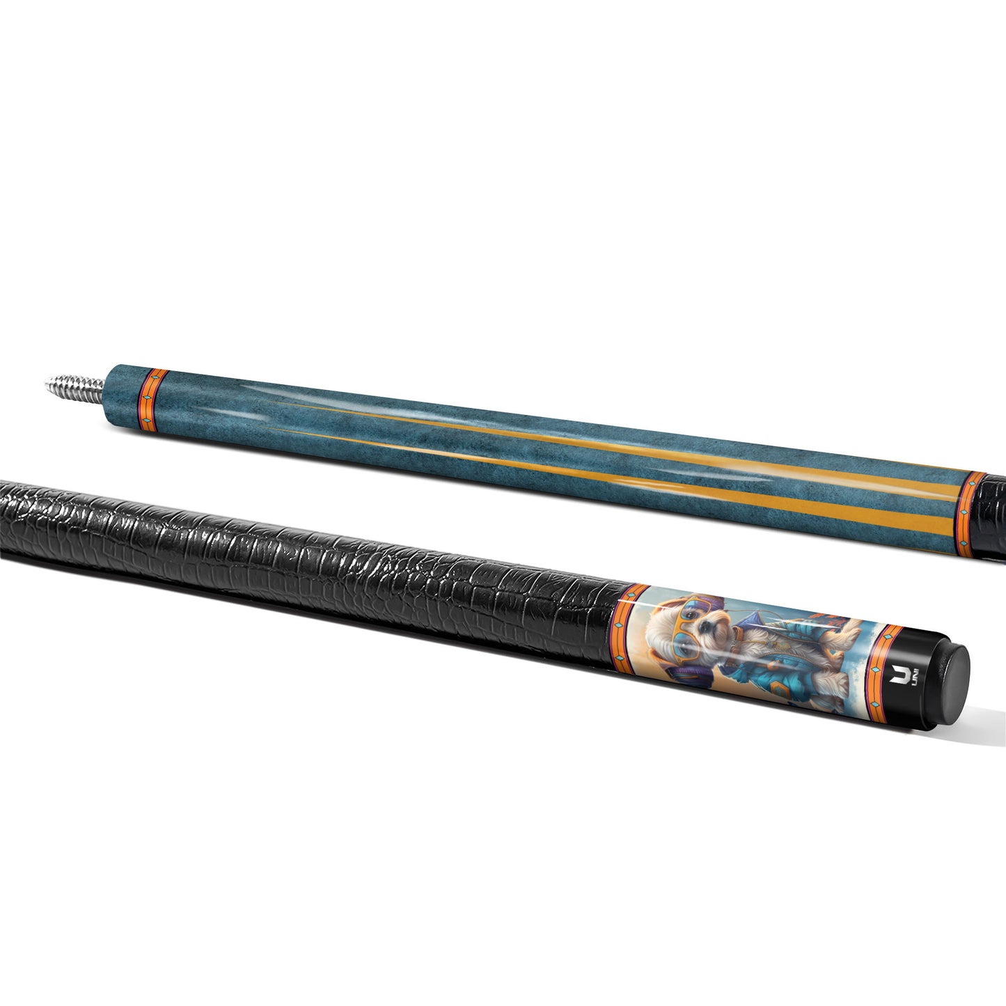 Serene Puppy Watercolor Carbon Fiber Pool Cue - Artistic Nature & Pet Lover Design Stick