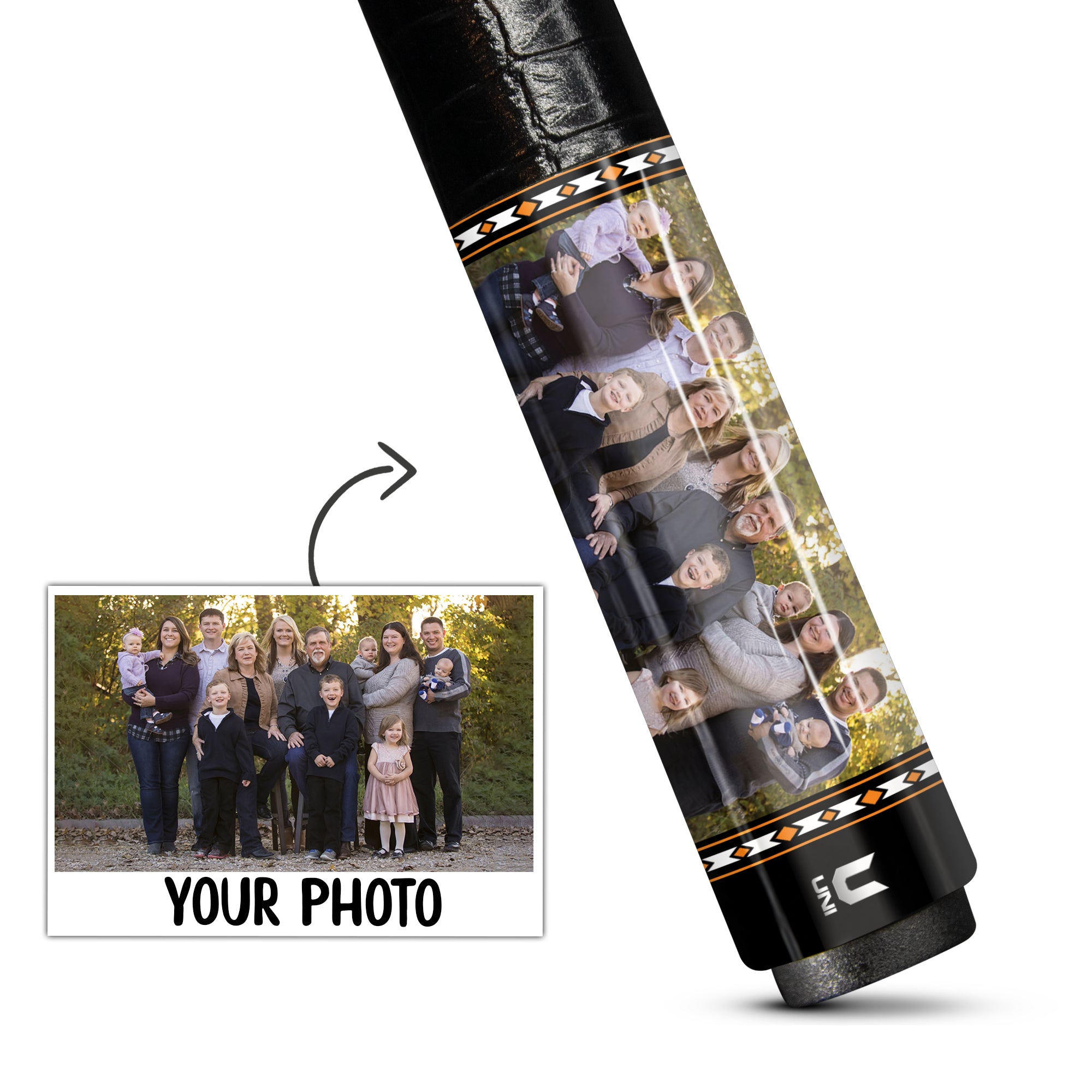 Gậy bi-a sợi carbon in ảnh gia đình theo yêu cầu – Quà tặng gậy bi-a in ảnh nhóm cá nhân hóa