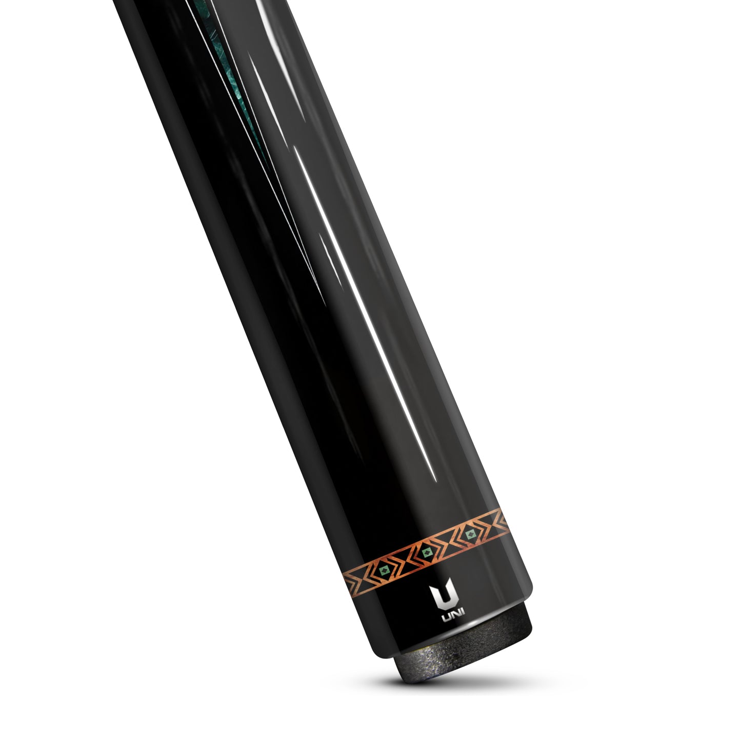 Artist-Designed Carbon Fiber Pool Cue with Geometric Tribal Motif