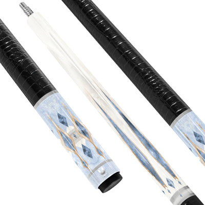 Uni Diamond Inlay Carbon Fiber Pool Cue | Marble & Sapphire Blue Motif