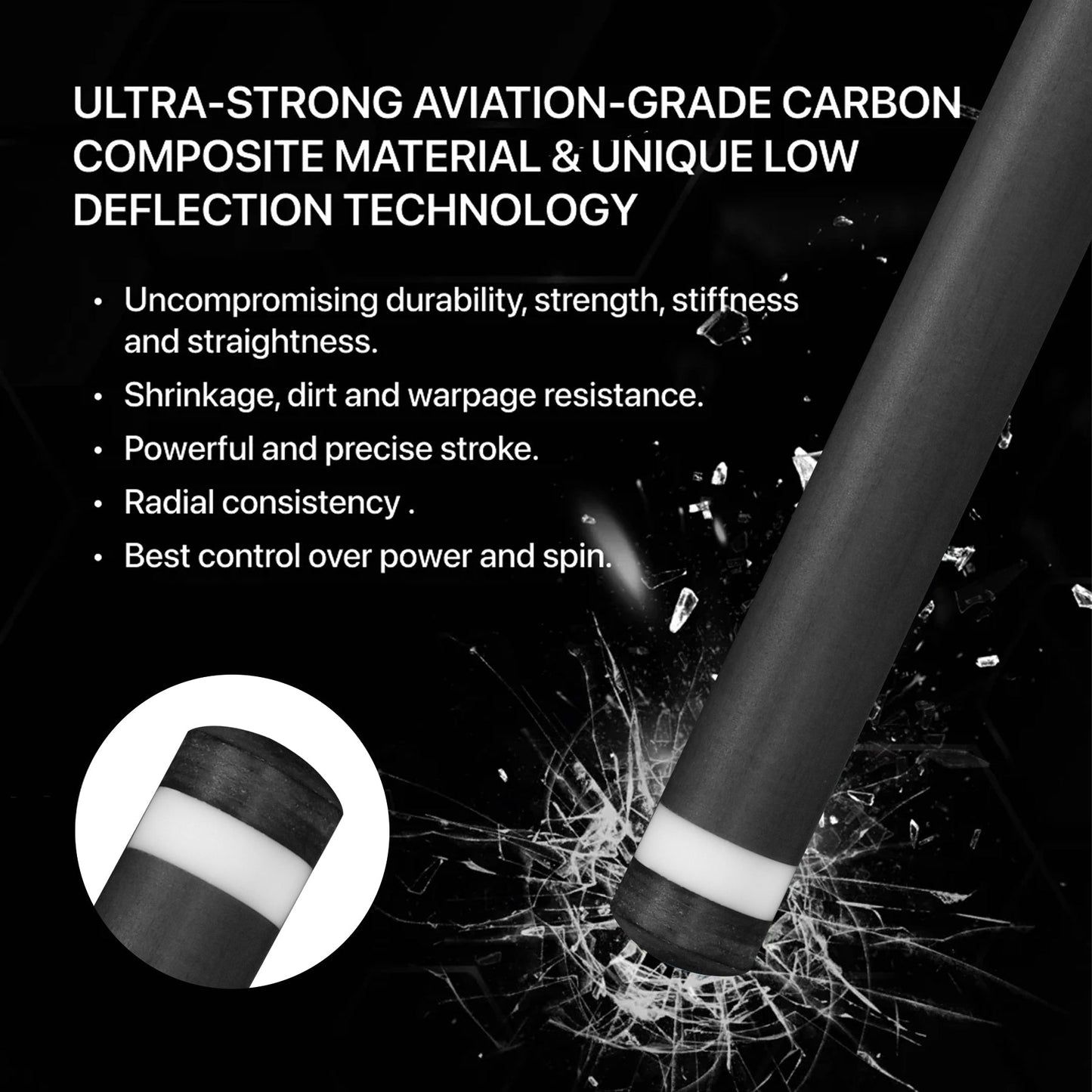 RHINO MUST 30" / Q-loc Pro Carbon Pool Cue Single Shaft