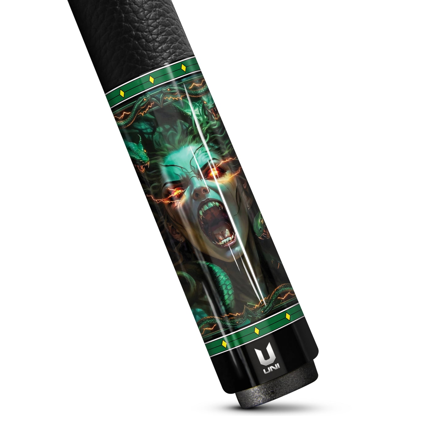 The 'Forest Medusa' Pro Carbon Fiber Pool Cue – Malachite Patina, Magma Inlays, & Zero Deflection Performance